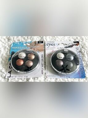 Baked Eyeshadow - Grey, Copper, Bronze, Silver, Black, & Champagne La Colors